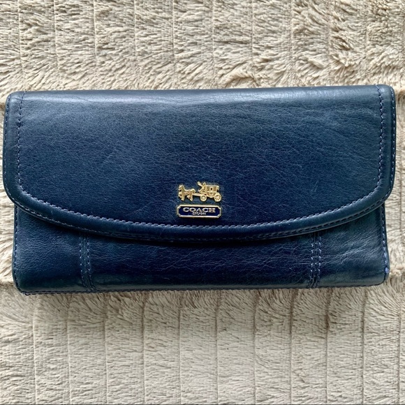 Royal Blue and Gold Coach Wallet